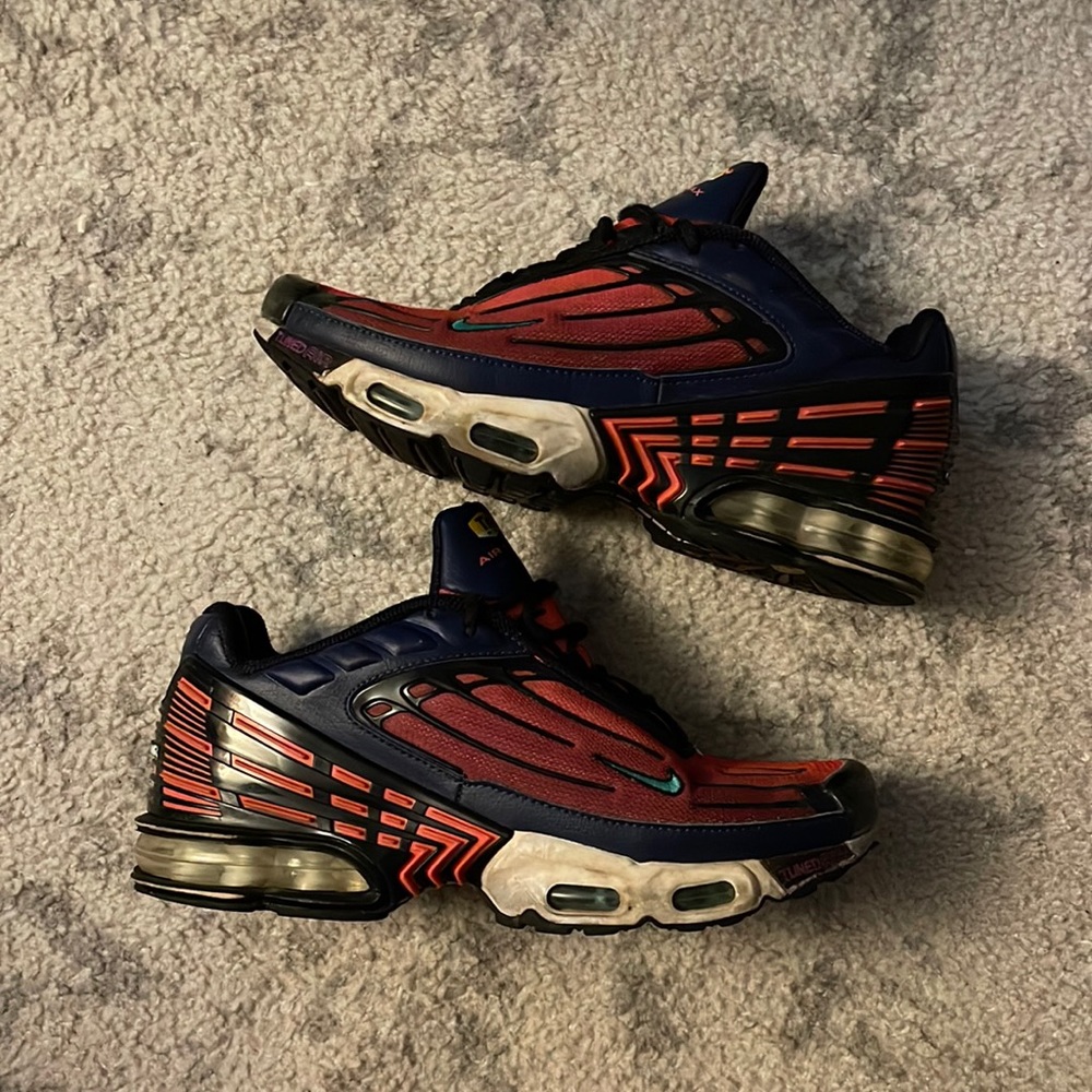 NIKE Air Max Plus Tuned Air 3 Blue Green Magic Ember CD6871-401 Size 5.5y